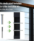 Beefy 36 Inch High Steel Cable Railing Post For Decks, Heavy Duty Middle Post With 2x2 Inch Frame, Pre Drilled, Black Detail