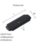 Diagram of 10 Pack Matte Black Cabinet Backplates For Knobs 2.8 Inch Long By 0.98 Inch Wide, showing dimensions and shape.