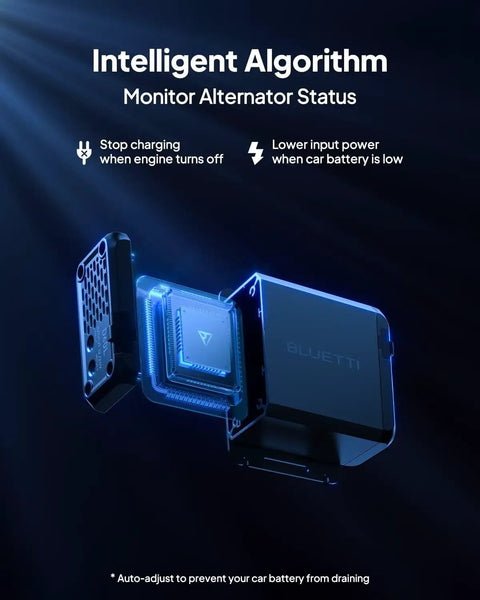 Next Level 560W Alternator To Dc To Dc Car Charger internal components, showcasing intelligent algorithm for alternator monitoring.
