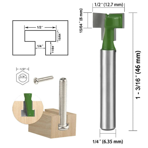 Keyhole Router Bits Set Six Pcs With One Quarter Inch Shank Blade Diameters One Quarter Five Sixteenths Three Eighths Nine Sixteenths One Half And Five Eighths For Woodworking And Hanging Projects Handy For DIY Picture Frames Shelves And Wall Mounts components