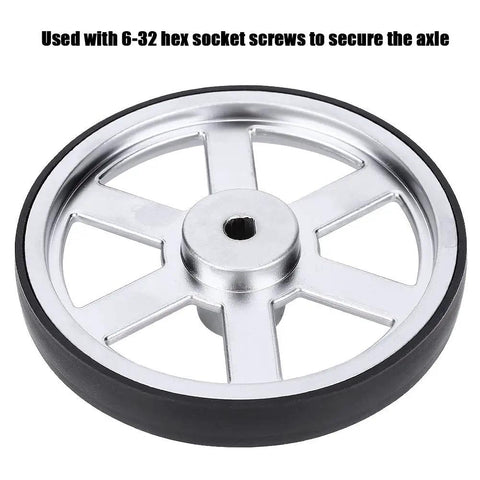 Two Pack Metal Robot Wheels With Neoprene Tire Tread For Replacement Built Tough For Grippy Traction Durable Aluminum Construction