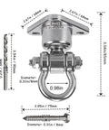 Beefy Silent Bearing Stainless Steel Heavy Duty Swing Hanger With 180 Degree And 360 Degree Swivel Hook 1500 Lb Capacity dimensions