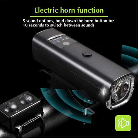 1200 Lumen Bike Lights Front And Back With USB Rechargeable Battery LED Bicycle Lights Headlights And Taillights With Electric Horn auto dimming.
