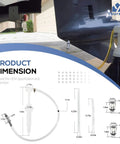 Gear Lube Pump For 32 Oz Bottles With Three Eighths Inch Swivel Adapter And Eight Millimeter And Ten Millimeter Metal Adapters, Universal Fit For Most Outboard Lower Units, Easy Install, Mess Free Lubrication; product dimensions shown with installation diagram.