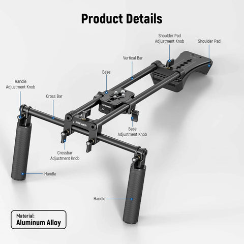 On The Go Shoulder Rig Kit With 16 Inch 15mm Rod System Pro Level Camera Stabilizer For DSLR And Camcorder Filmmaking