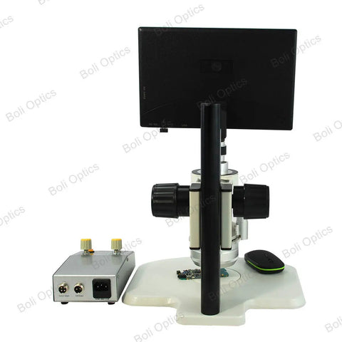 0.65-4.5x Industrial Inspection 3D Video Microscope With LCD Display And Built-In Digital Camera, Dope Track Stand For Precise Micro Work, Perfect For Electronics, Jewelry, And Small Part Inspection TD02020201, rear view with control box