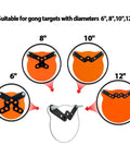 AR500 Steel Gong Target Conversion Adapter Kit for Single Post Stands, showing 6, 8, 10, 12 inch targets with hardware.