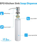 Built In Kitchen Sink Soap Dispenser And Lotion Dispenser In Brushed Nickel With 17 Oz Bottle showing easy refill and installation