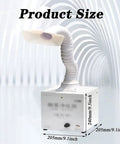 Slick Desktop Solder Fume Extractor Featuring A Solid 20W Brushless Motor And Three Layer Activated Carbon Filtration For Dead Quiet Smoke Cleanup And Flexible 360 Degree Arm Setup, showing product size with dimensions.