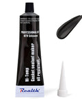 Gasket Maker Silicone Sealant for High Temperature RTV Black 3.53 Oz tube with nozzle and sealant swatch visible