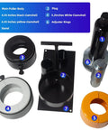 Bestool carrier and pinion bearing puller kit with main body, stand, plug, and colored clamshells plus adjuster rings.