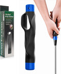 Right Hand Golf Grip Trainer For Proper Grip Position, Ergonomic Training Aid, blue tool, hands demonstrating grip