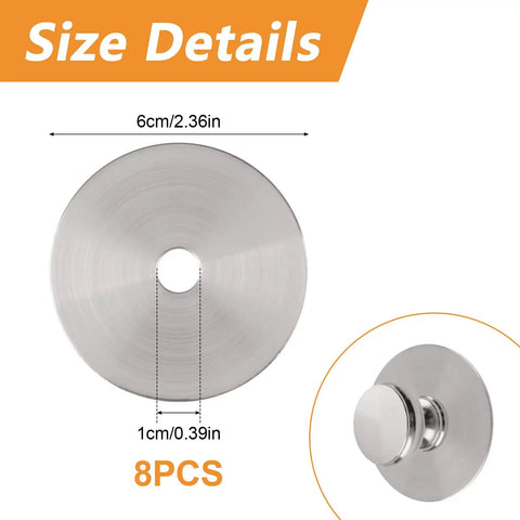 Round Back Plates For Cabinet Knobs 8 Pack 2.36 Inch solid iron shown with size details