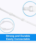 60 Pack 6 Inch Reusable Cable Ties With Hook And Loop For No Fuss Cable Management White Cord Organizer Straps Adjustable Durable Velcro Style Ties For Home Office Tech Cables Non Slip Easy Setup shown being connected and holding cables securely.