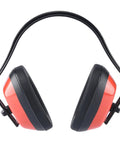 Adjustable Safety Ear Muffs Hearing Protection NRR 26 dB Universal Fit For Gun Hunting Shooting with red cushioned ear cups