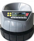Piudoiliy Electric Coin Sorter Machine With Led Display And 8 Bins close-up view showing control panel and sorting trays.