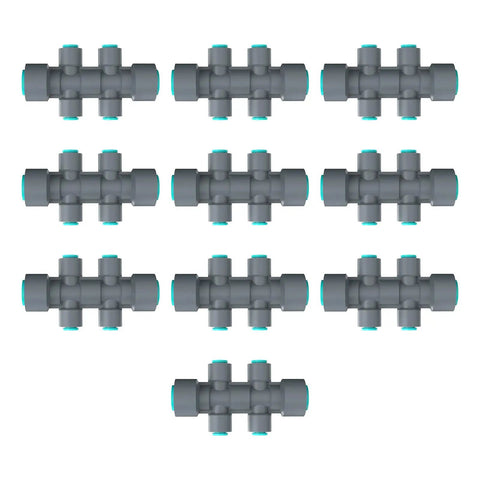 10 gray 6-way connectors for 6 Way Plug And Play Quick Connector 12 To 6mm Drip Irrigation Kit Accessories For Garden Watering System Ponds