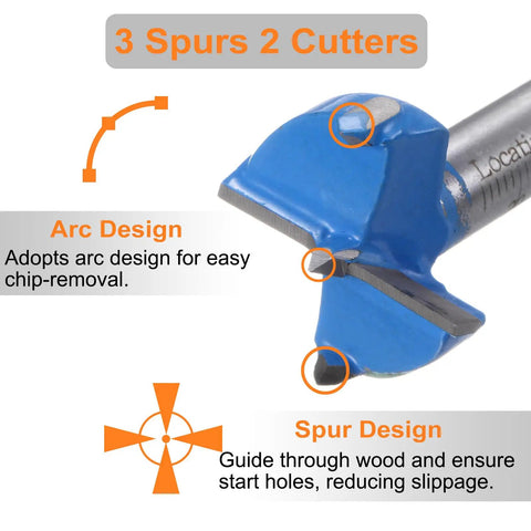 Pro Level 1 Inch Forstner Bit Featuring Killer Carbide Edges And Adjustable Depth Control Built For Hassle Free Woodworking close-up of spurs and cutters