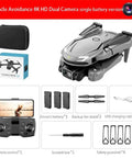 Dope 4K Dual Camera Foldable Drone For Beginners And Families with accessories including remote, propellers, and charging cable.