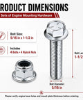 Tough As Nails Engine Mount Bolt Kit For Go Karts And Mini Bikes Four Piece Set dimensions and hardware details