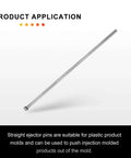 Single ejector pin from Two Pack Ejector Pins 5/16 Inch Diameter, 12 Inch Long Made From 65Mn Steel With Round Tips for die making