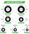 650 Piece Nylon Flat Washer Set Black Plastic Washers Assortment For Screws And Bolts 7 Sizes M3 To M12 DIY Friendly hardware dimensions