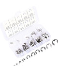Heavy Duty Stainless Steel Snap Ring Set Kit 120 Pieces With 10 Sizes M1.5 To M10 in open plastic storage box