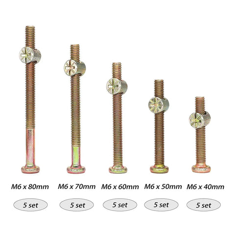 Heavy Duty M6 Socket Cap Screw Set 40 50 60 70 80mm Assortment Kit For Beds, Headboards, Chairs And Wood Furniture Projects, Zinc Plated, Clear View Storage Box, M6 x 80mm and 40-70mm screws