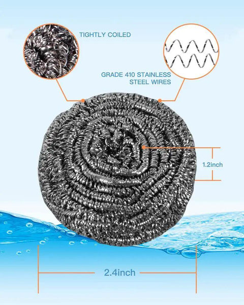 Heavy Duty Stainless Steel Scrubber Pads For Tough Kitchen Scrubbing On Dishes Pots Pans Ovens Grills And Sinks Ergonomic 2.4 Inch