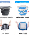 Comparison of old grey bucket without PP stand and new blue 2 Pack Collapsible Buckets 5L 1.3 Gallon Portable Cleaning Bins