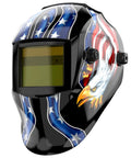Solar Powered Auto Darkening Welding Helmet With Adjustable Shade Range 3.5/9-13 External Grind Knob Sensitivity Blue Eagle Design