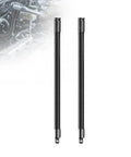 Flexible Half Inch Drive Rotating Extension Connector With 360 Degree Movement, Metal Linkage Rod For Repair, Maintenance, Shop And DIY, Two Piece Set 25 Cm Length, Handy Access In Tight Spots And Hard To Reach Angles, 2-piece black metal extensions shown upright