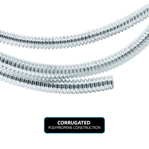 72 Inch Long Chrome Wire Loom Heavy Duty One Half Inch Diameter With Corrugated Polypropylene Construction, Crush And Abrasion Resistant