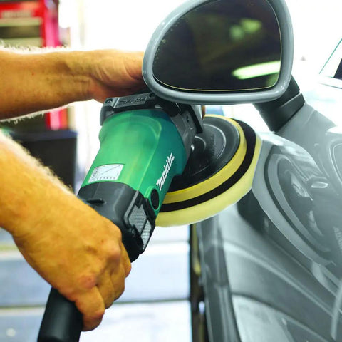 Person using 7 Inch Polisher With Pro Grade Variable Speed Dial And Trigger Constant Speed Control For Consistent Buffing