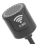 Close-up of Bangin 5.8Ghz MMCX 2.8dBi RHCP High Gain Antenna for FPV drones with bent head, showing 5.8G label.