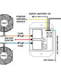 Wiring diagram for Digital Thermostatic Fan Controller Kit for 12V and 24V Cars with Disconnectable Probe, LED Readout.
