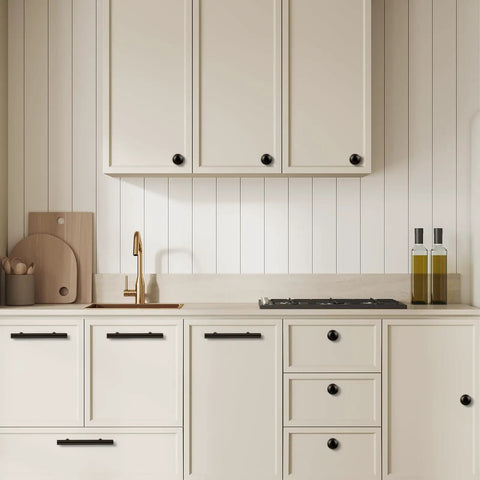 Snag These Solid 30 Pack Cabinet Pulls And Cabinet Knobs Featuring Sleek Matte Black Stainless Steel Finish With Easy Install Drawer Handles For A Quick Kitchen Redo on modern kitchen cabinetry.