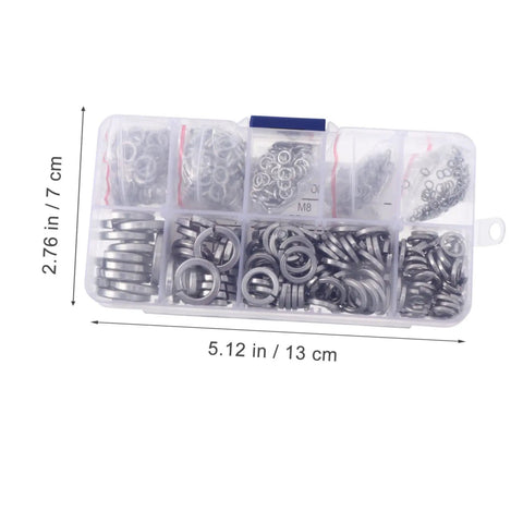 600 Pieces Stainless Steel Locking Spring Washers Set And Split Washers Assortment For M2 Bolts Sealing Gasket Kit Dope Value Pack For Auto Motor And DIY Projects, 13 cm case