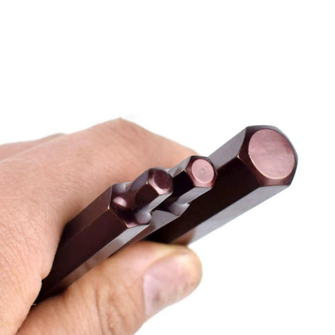 Close-up of Nine Piece Chrome Alloy Steel Hex Socket Set With Square Drive Featuring Mirror Polish Sockets and Zinc Phosphate Bits.