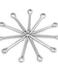 Stainless Steel U Shape Cotter Pins Set For Trailer Hitch And More 304 Grade R Clip Style Assortment Kit displayed in a circle pattern