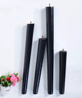 Heavy Duty Rubber Wood Furniture Legs 4 Pack, Sleek Black Tapered Cabinet Feet, 70 cm tall threaded supports displayed on wall.