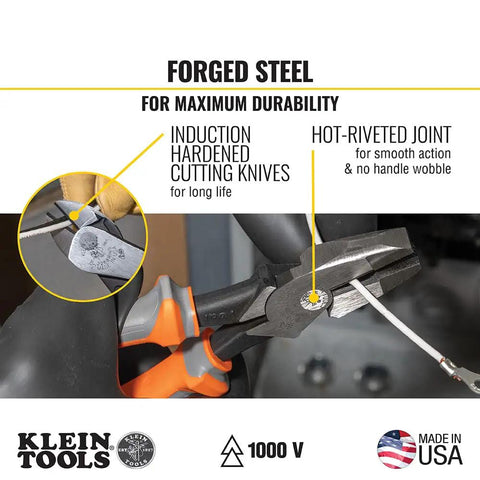 1000V Insulated Pliers and Wire Stripper Tool Kit, 3-Piece Pro Grade Set With Side-Cutter, Diagonal-Cutter, And Wire Stripper, USA Made, Meets ASTM F1505 and IEC 60900 Standards, Heavy-Duty Multi-Layer Grip