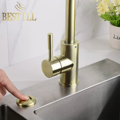 Super Safe Ul Certified Sink Top Air Switch Kit For Garbage Disposal Brushed Gold Long Push Button With Brass Cover Works