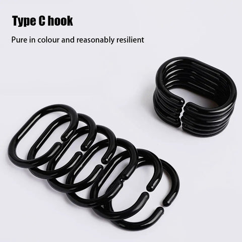 12 Pack Durable Plastic C Shape Shower Curtain Rings With Smooth Glide For Easy Hanging And Quiet Operation In Humid Bathrooms Durable Rustproof Plastic Construction Holds Up In Wet Environments.