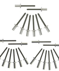 Aluminum Pop Rivet Kit 120Pcs With Steel Mandrel Dome Head Rivets 3/16 Inch Diameter in assorted lengths, grip range 0.25 to 0.62 inch.