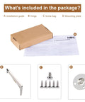 Package contents for Beefy 200N Gas Strut Hinges including installation guide, hinge, screws, and mounting plate.