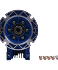 Front view of 30 To 1 Worm Gear Speed Reducer MRV063 56C Mount Hollow Shaft 1.77 HP at 1750 RPM with bolts and plug