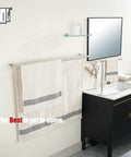 Double Bath Towel Bar 39 Inch Overall Usable 36 Inch, Premium 304 Stainless Steel, mounted with towels in a bathroom setting