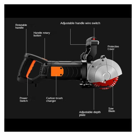 Heavy Lifter 4800W Electric Wall Chaser with adjustable handle wire switch and rotatable guard for masonry work.
