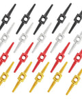Colorful Bike Brake And Shift Cable Connectors Kit, 20 Pcs, 4 Color Set in Black, Red, Gold, Silver, arranged in rows